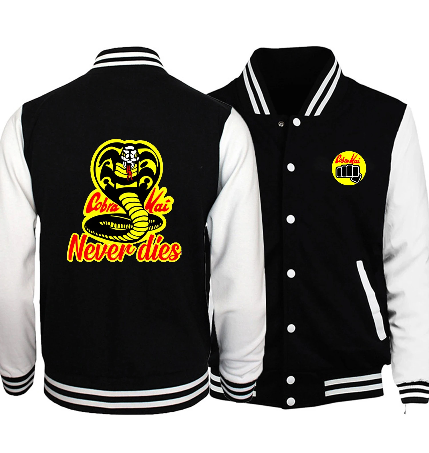 Fashion Cobra Kai Never Dies Baseball Jasket Autumn Winter Streetwear Men Hoodies Karate Kid Clothes Jackets Men