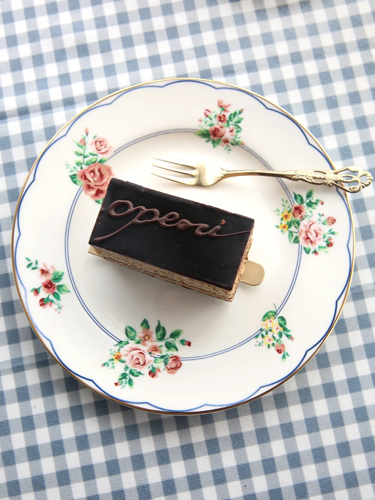 Ins style classical retro rose gold border ceramic western dish soup dish breakfast dish dessert dish Italian noodle dish