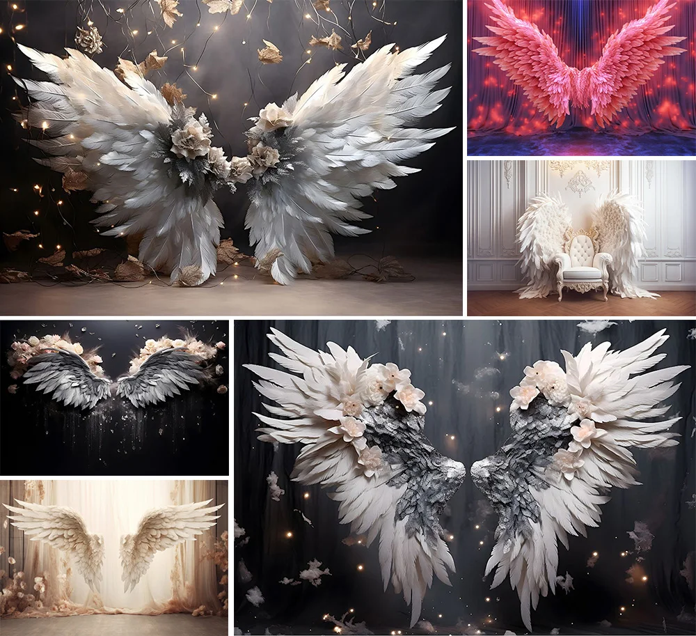 Mehofond Photography Background Glitter Silver Angel Wings Adult Birthday Wedding Maternity Portrait Decor Backdrop Photo Studio