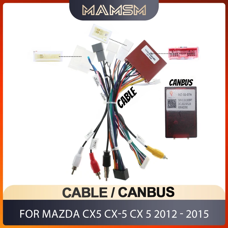 MAMSM Car 16PIN Android Wiring Harness Adapter Canbus Box Decoder  Power For Mazda 6 Atenza CX5 CX-5 CX 5 2012 - 2015 MZ-SS-07A