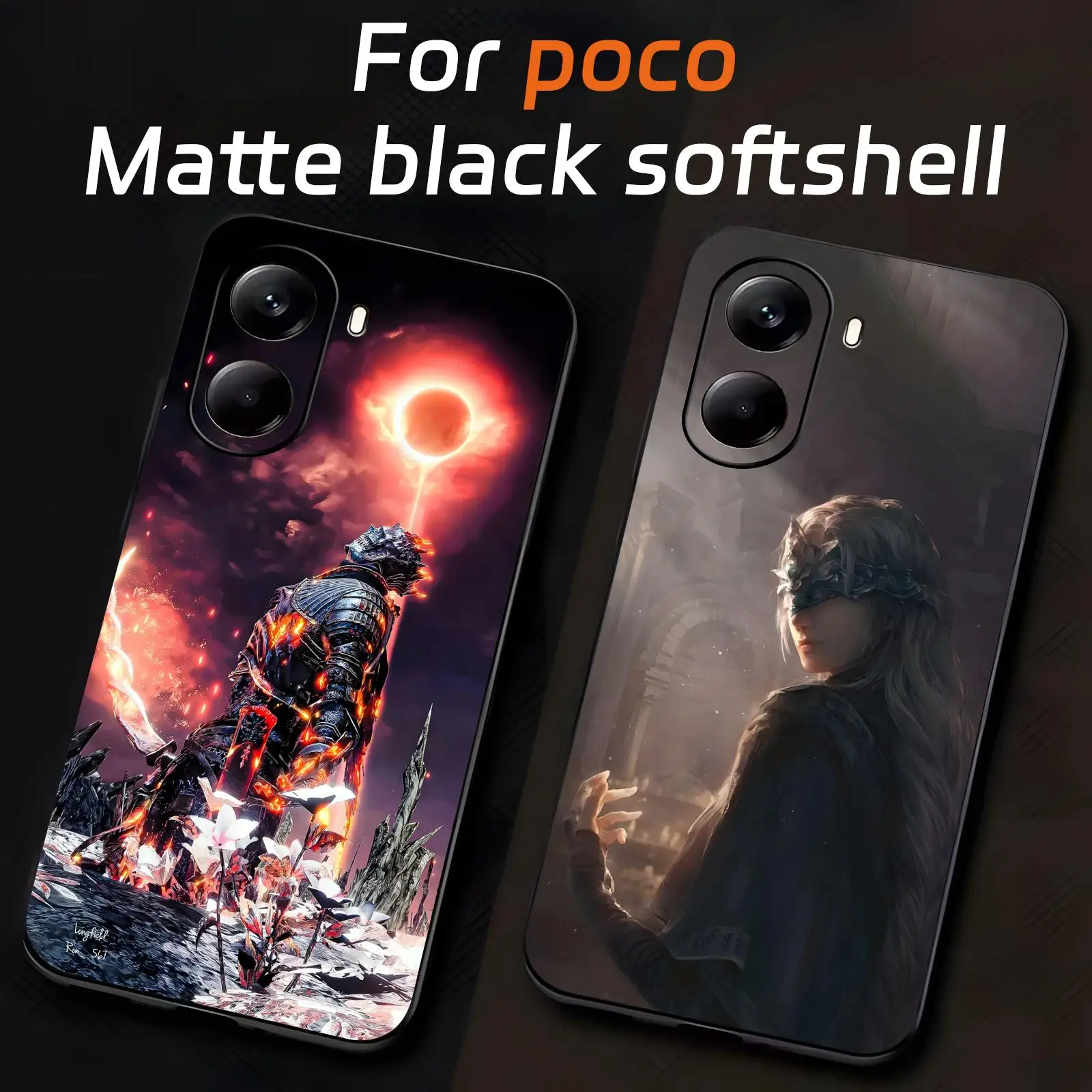 Funda de teléfono DARK SOULS para Xiaomi POCO M7 M6 M5 X7 X6 X5 F7 F6 F5 Pro 5G, funda negra suave a prueba de golpes