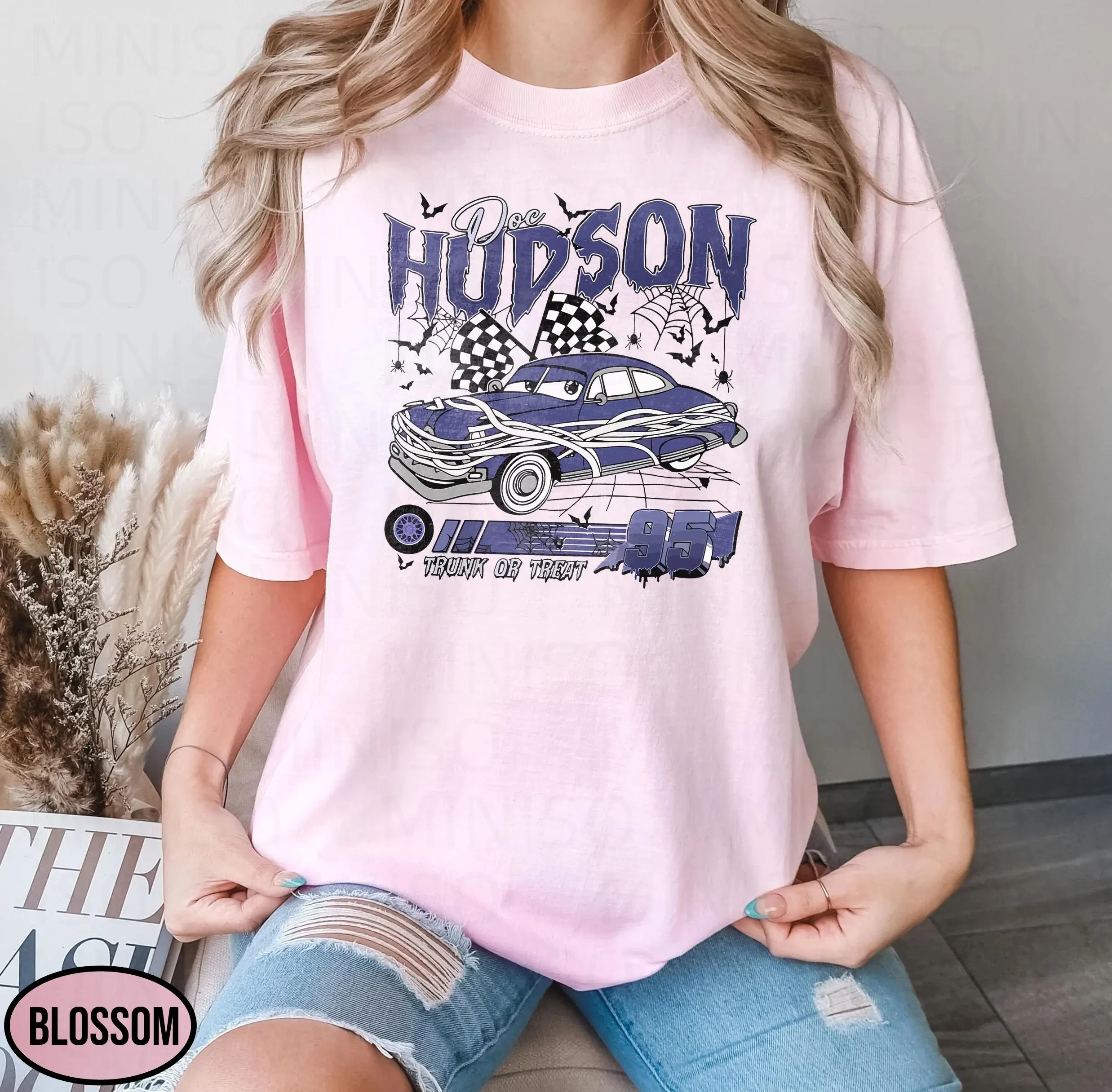 Disney Car Halloween Printed T-shirt Boys and Girls Casual Fashion Short-sleeved Family Parent-child Outfit Men and Women Tops