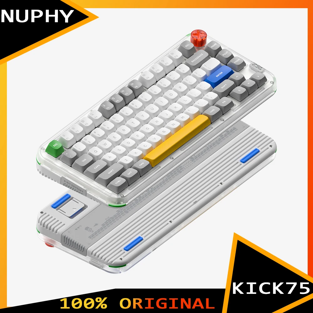 

NuPhy Kick75 Механическая клавиатура с высоким переключателем и низким переключателем Трехрежимная игровая клавиатура с ручкой RGB Прокладка ПК Геймер Подарок