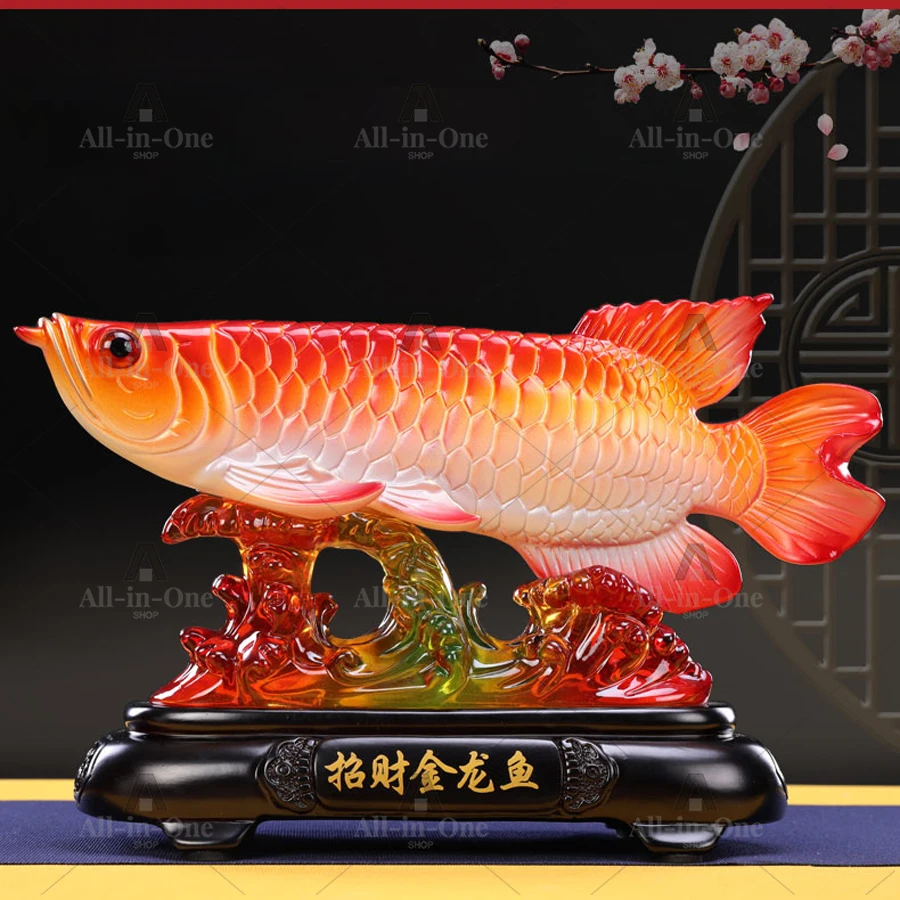 Good luck FENG decorative statue HOME OFFICE company SHOP TOP Efficacious Talisman Money Drawing Golden Fish
