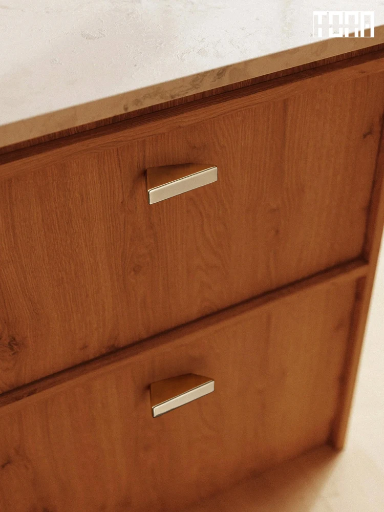 TONA Double Polished Brass Cabinet Knob Trapezoid Geometric Minimalist Handle Nordic Simple Furniture Handle