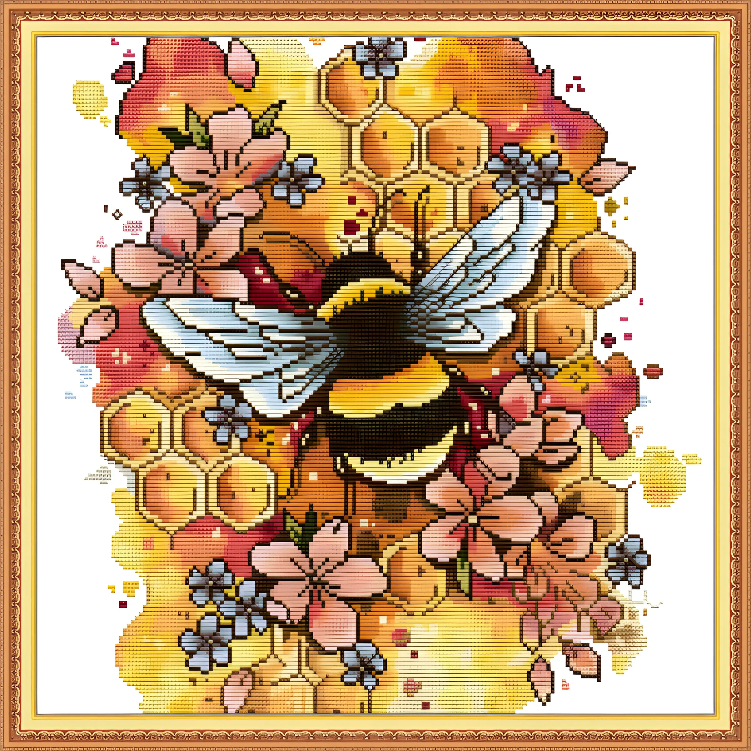 

Joy Sunday Pre-printed Cross Stitch Kit Easy Pattern Aida Stamped Fabric Embroidery Set-Honey Bee