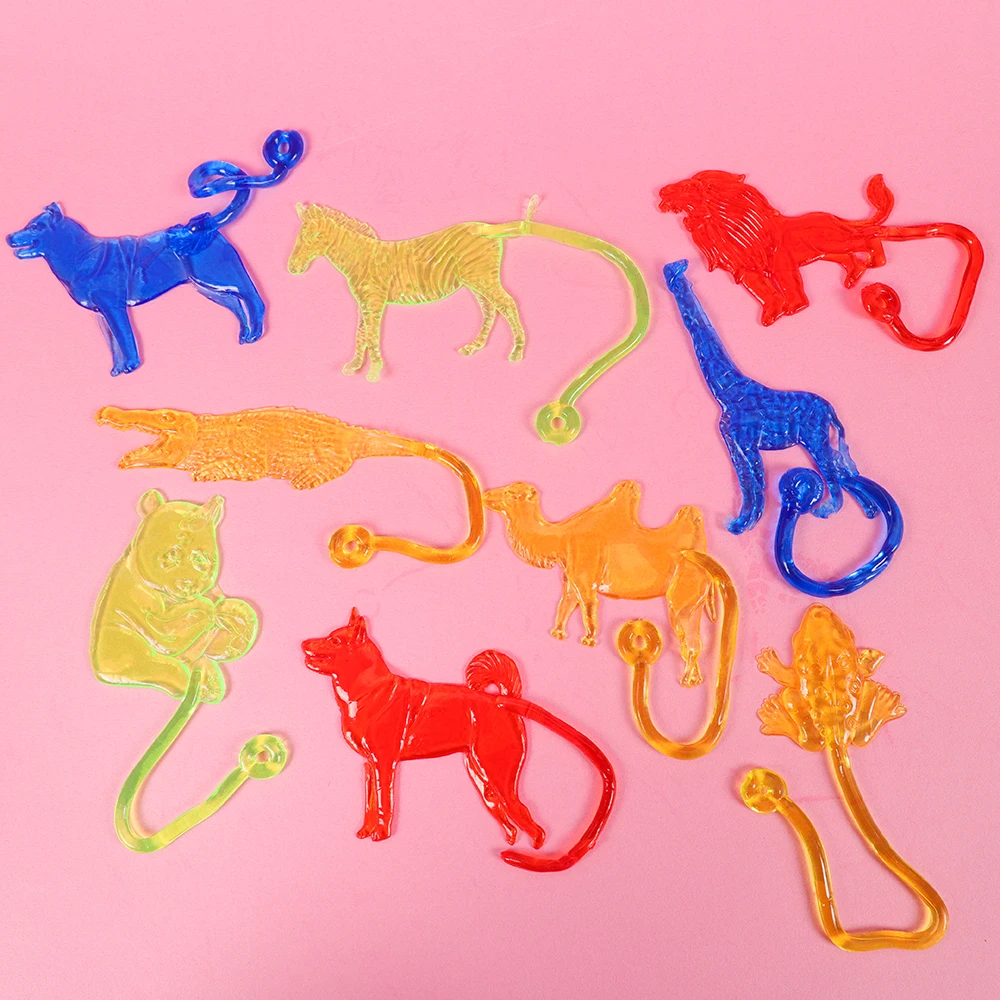 10Pcs Funny Animal Sticky Toys jungle Animal Elastic Retractable Wall Climbing Toys Baby Shower Party Favors Pinata Filler Gift