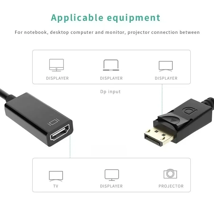 Адаптер Displayport-HD 4K, мини-конвертер 1080P для ПК, HDTV, ПК, проектора, ноутбука