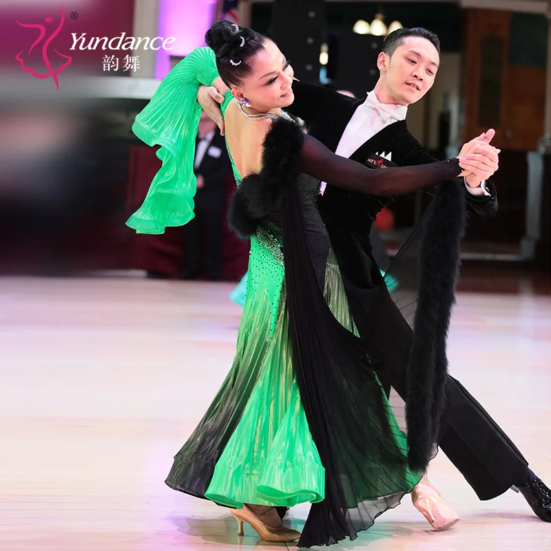 B-23061 Custom New International Standard Ballroom Dance Dress High Quality Pearl Silk Ballroom Dance Dresses for Sale