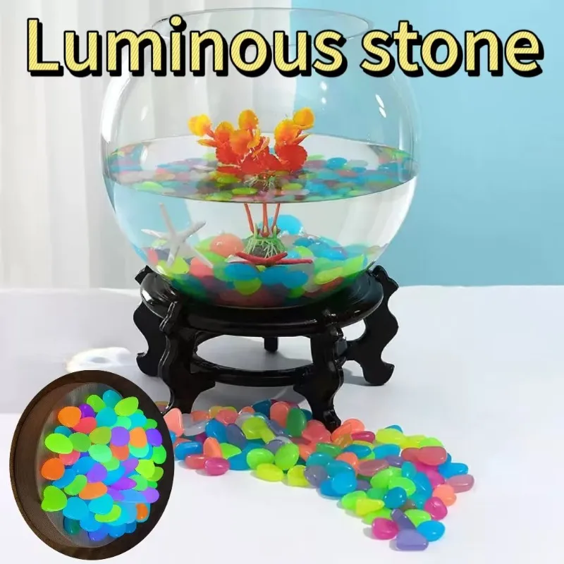 1-5 أكياس صخرة مضيئة، تتوهج في الحصى الداكنة، حجر الراتنج المضيء للمناظر الطبيعية، مسار الحديقة، نبات بوعاء، الحدائق، ديكور حوض السمك #1