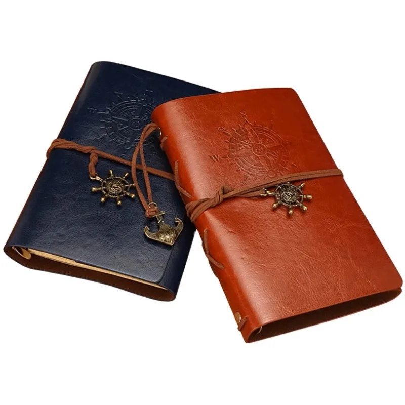 Cuaderno Retro de Viaje con Cubierta de Cuero Suave y Páginas Interiores Reemplazables de Piel de Vaca, Cuaderno A7