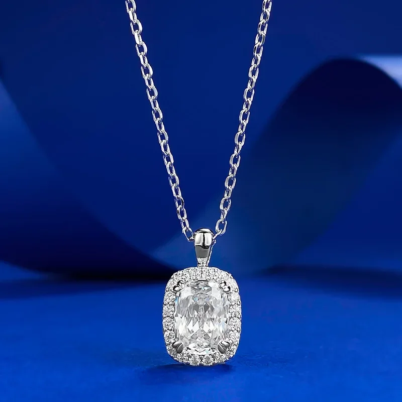 2 Carat Pillow Necklace Daily Luxury S925 Silver Simulated Diamond Pendant One Piece for Sale To The Small Market Jewelry