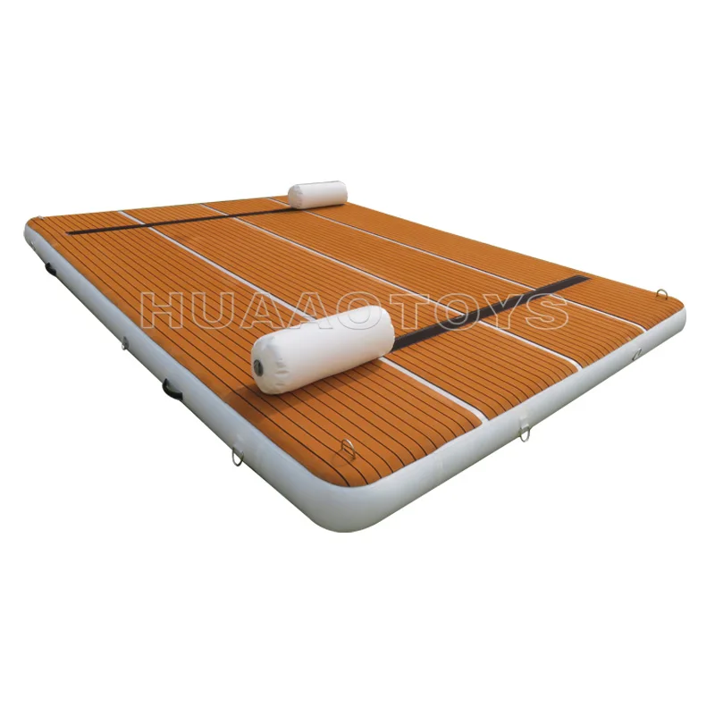 Inflatable Water Mats Floating Teak Platform With Ladder Float Island Manufacture