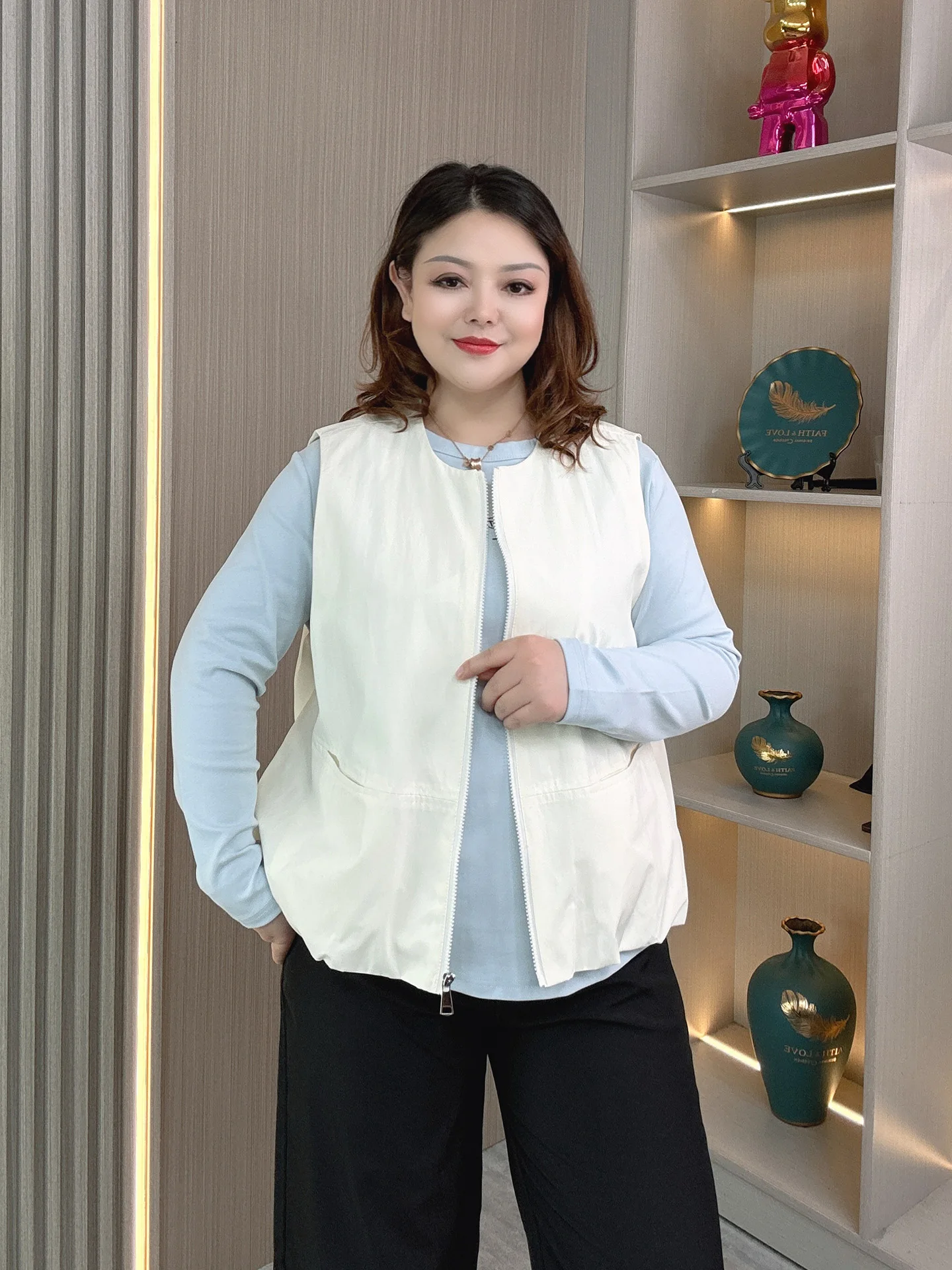 

Женский цветной круглый жилет Ne Svel больших размеров, тюжет, осенний новый Sle 2024, модный многослойный простой топ с застежкой-молнией