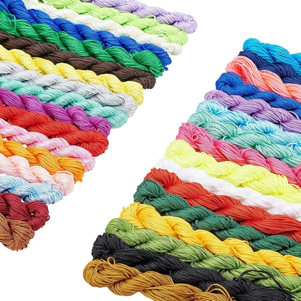 850 Yards Nylon Macrame Thread 34 Colors 1mm Beading String Knotting Thread Kumihimo Thread for Hair Braiding Chinese Knot