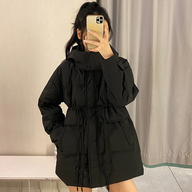 

Women Jacket 2022 New Winter Parkas Female Black Down Jackets Hooded Casual Warm Coats Female Jackets