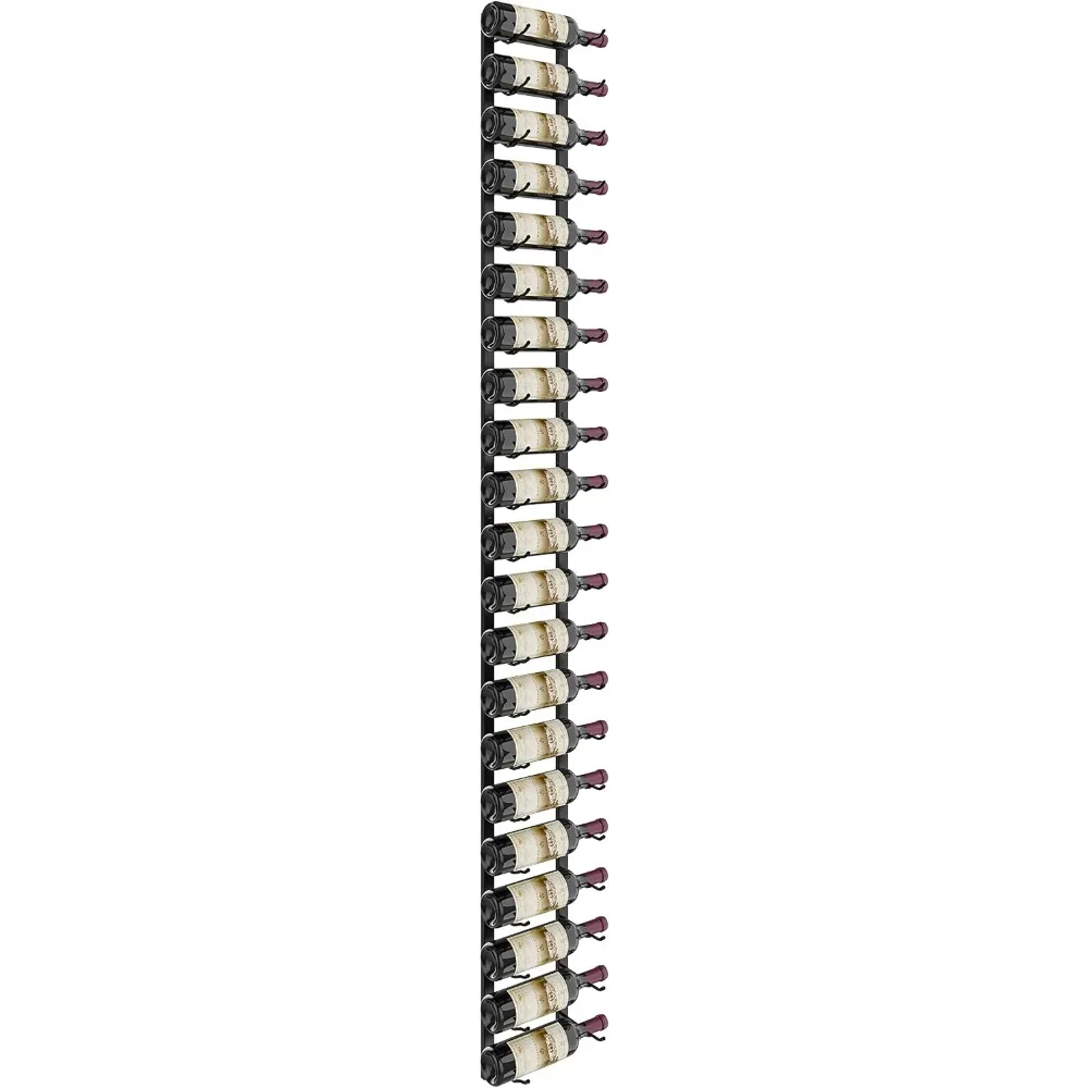 21 Bottle Wall Mounted Wine Rack, Satin Black Metal Wine Storage with Label Forward Design