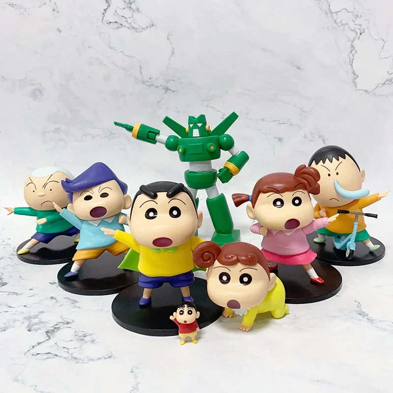 Набор из 7 фигурок аниме-персонажей Crayon Shin-chan: Боучан, Химавари. Модели из ПВХ, статуэтки, игрушки, куклы, декор для стола, подарки.