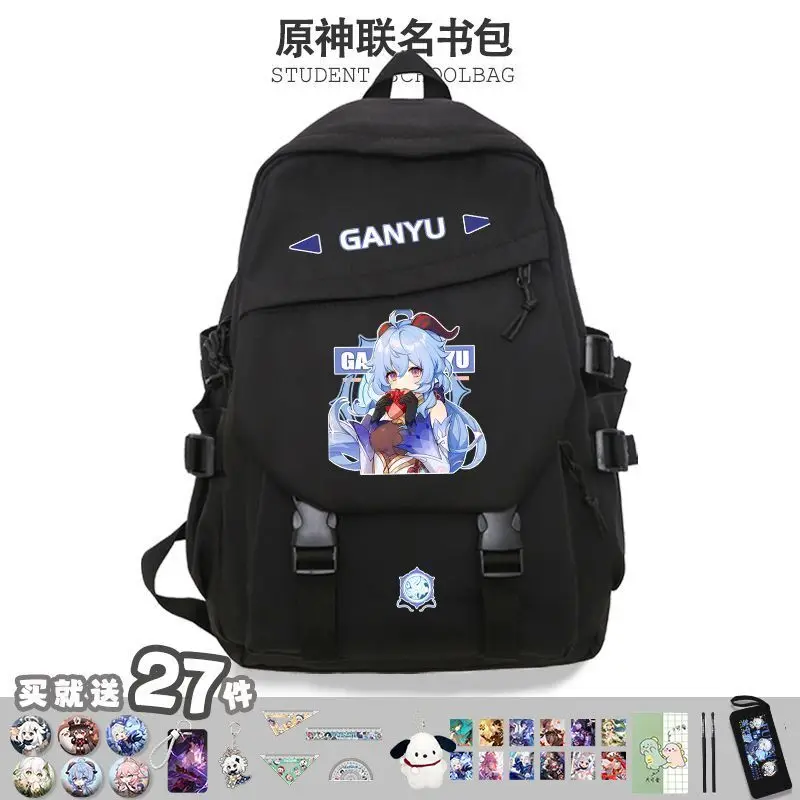 Anime Mandrill Genshin Impact Zhongli Merchandise Maple Leaf Wanye Bag For Boys And Girls High School Students High-V