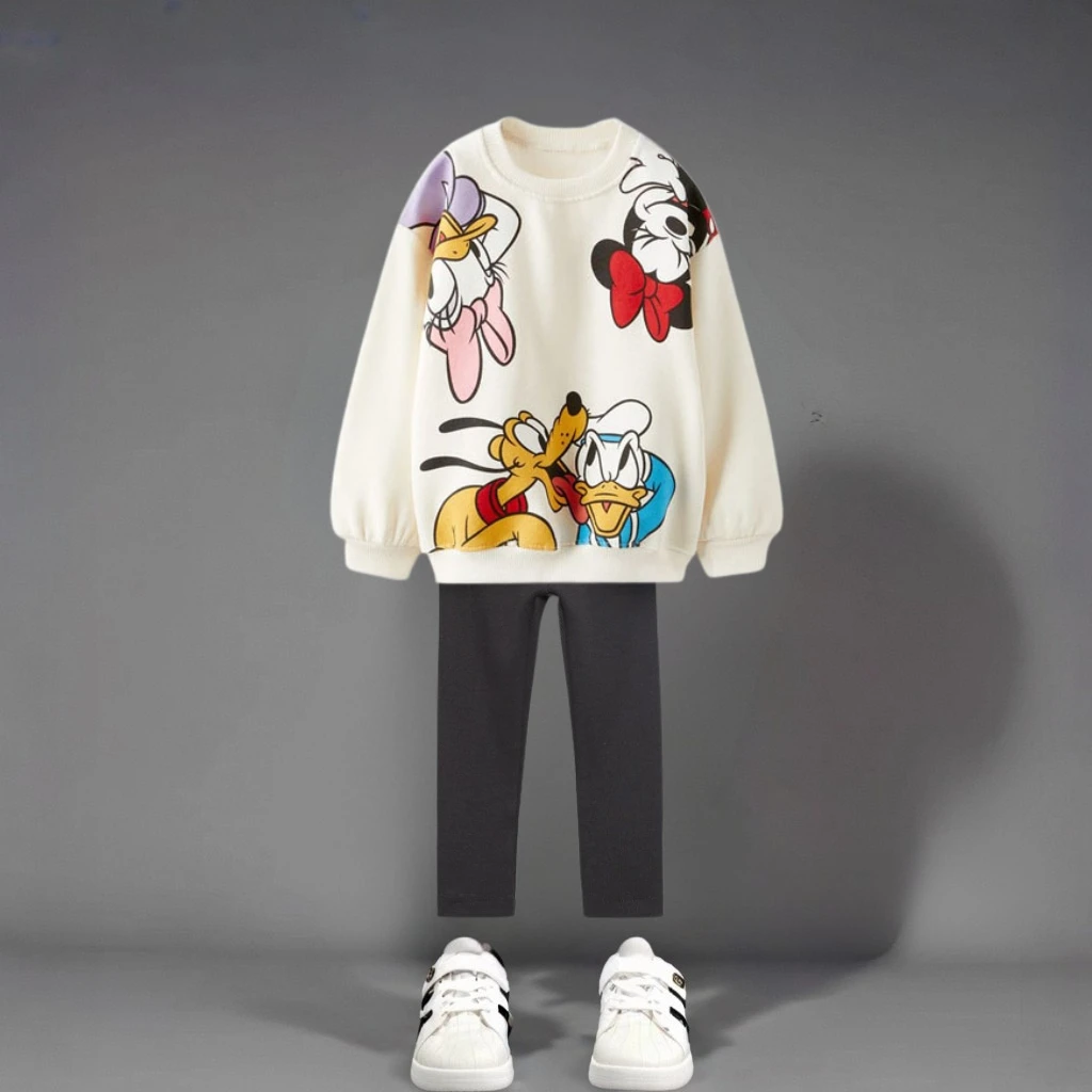 Autumn New Children Clothes Long Sleeve Suit Printed Cartoon Minnie Baby Girls Casual Tracksuits Kids Hoodie + Leggings 2pc/set image 2