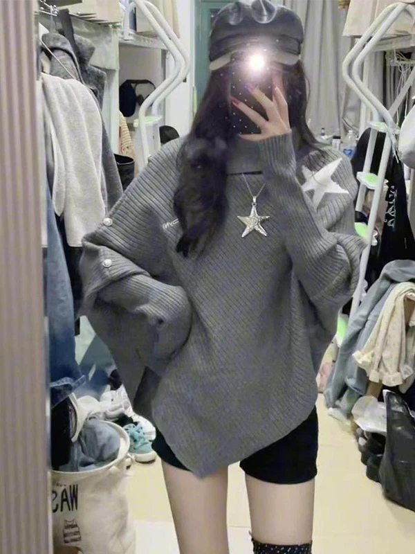 

Autumn Winter New Sle Women's Loose Knitted Sweater High Ne Lazy Soft Cozy Faion Design Loose Fit Overhead Top