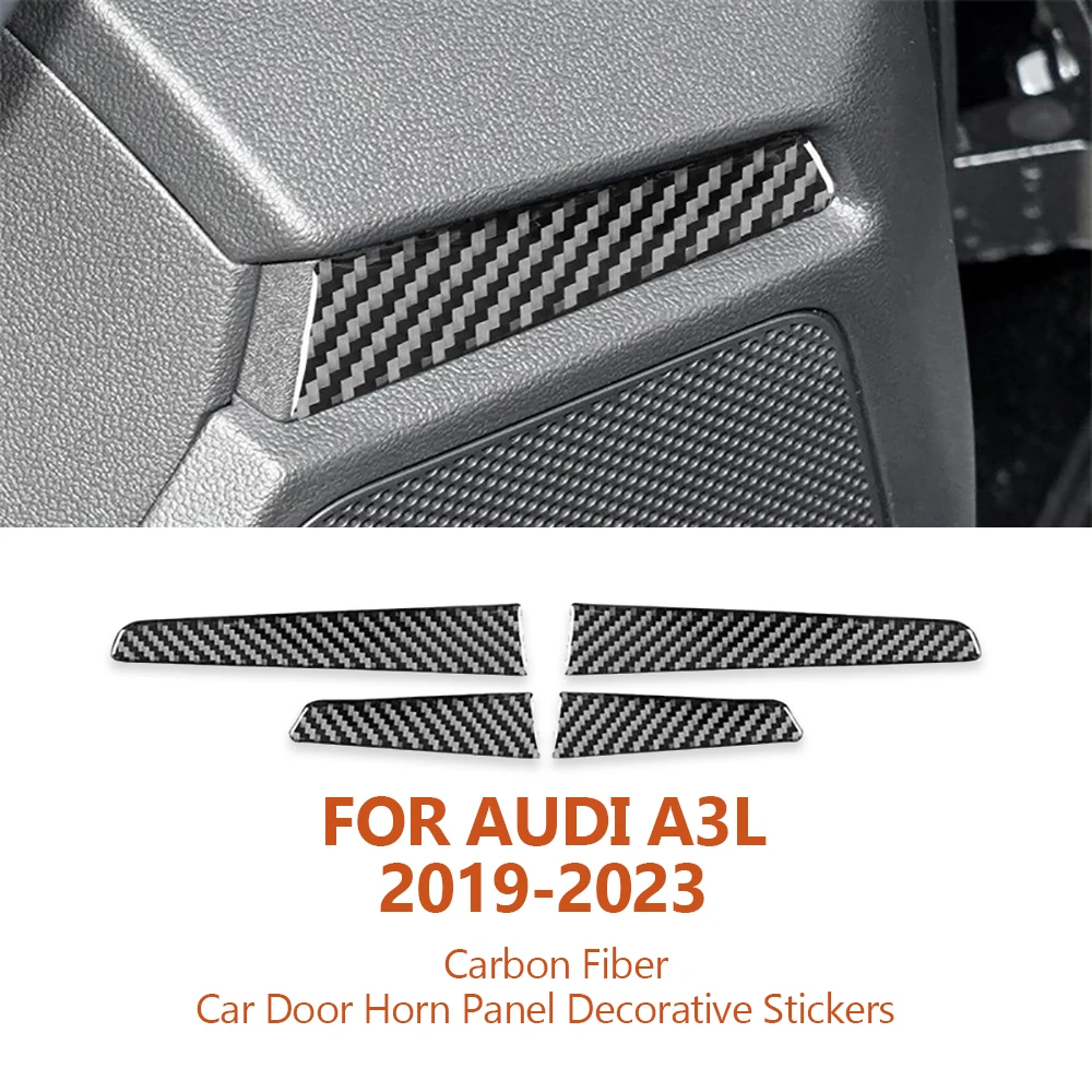 

For Audi A3L 2019-2023 Handmade Carbon Fiber Car Door Horn Panel Decorative Stickers Auto Interior Modification Accesorioss