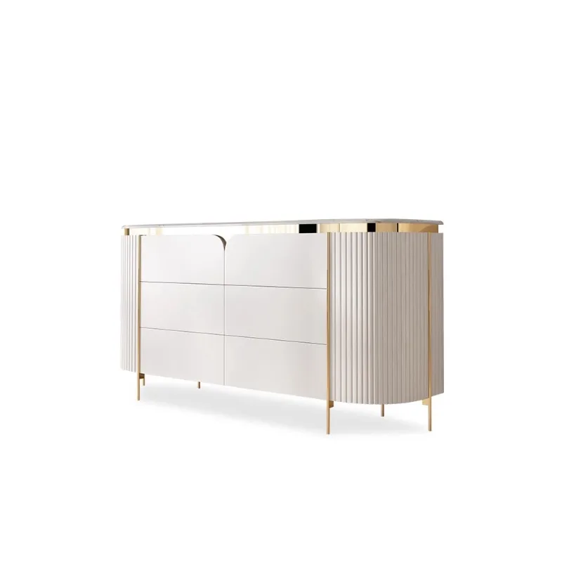 

Simple light luxury marble dining side cabinet rock slab entry living room locker
