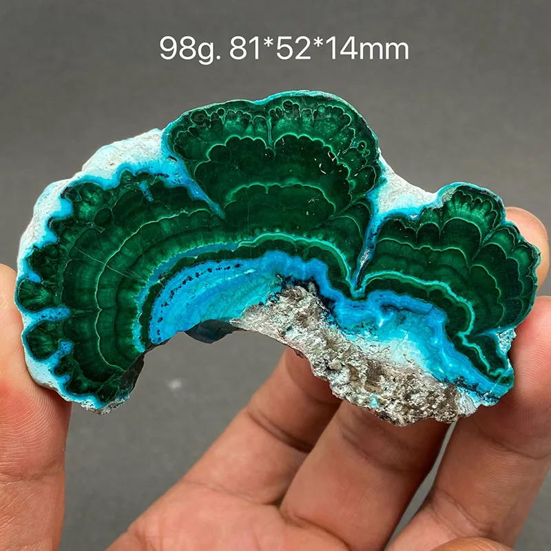 100% Natural Malachite and peacock raw stone slices from the Congo, jewelry beads
