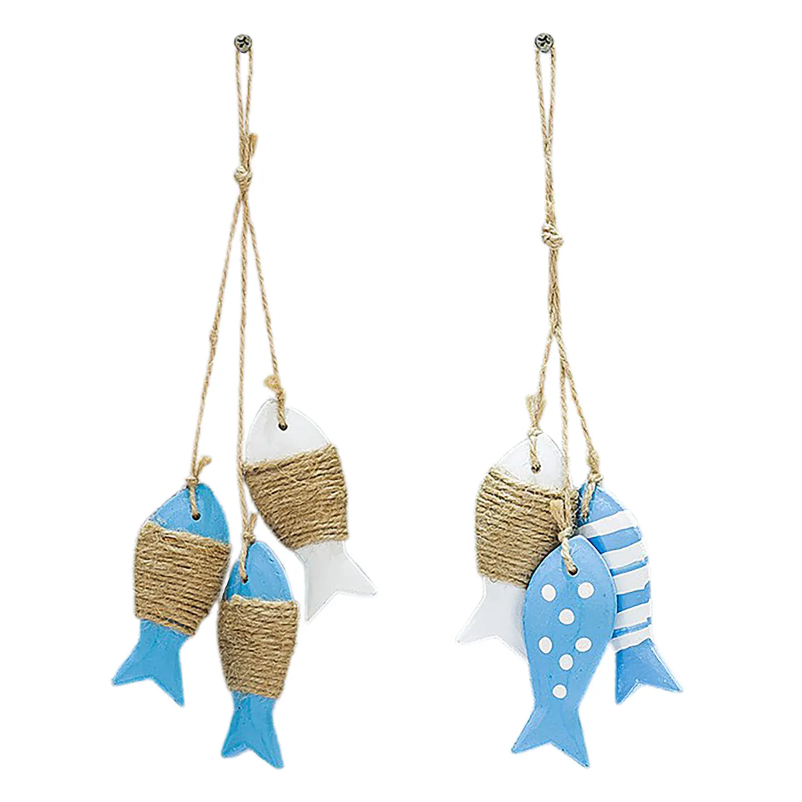 

Seaside Style Wooden Fish Ornament Home Decoration Wooden Hanging Decor for Home Beach Houses Kid Room Restaurant