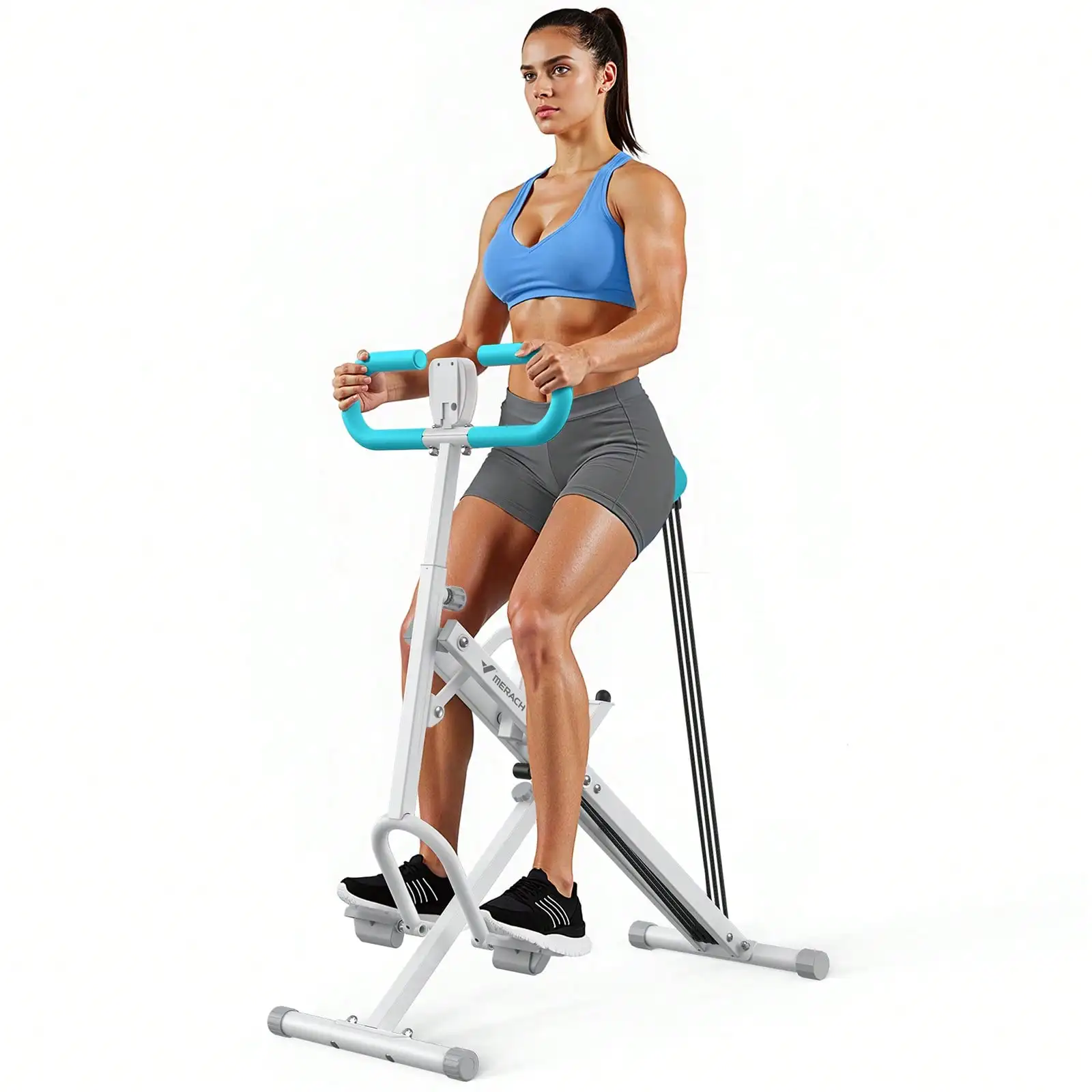 MERACH Squat Machine, 2 In 1 Squat Rowing Machine, Easy Setup & Foldable Exercise Equipment, Glute Trainer Machine, Glutes & Leg Home Workout Machine