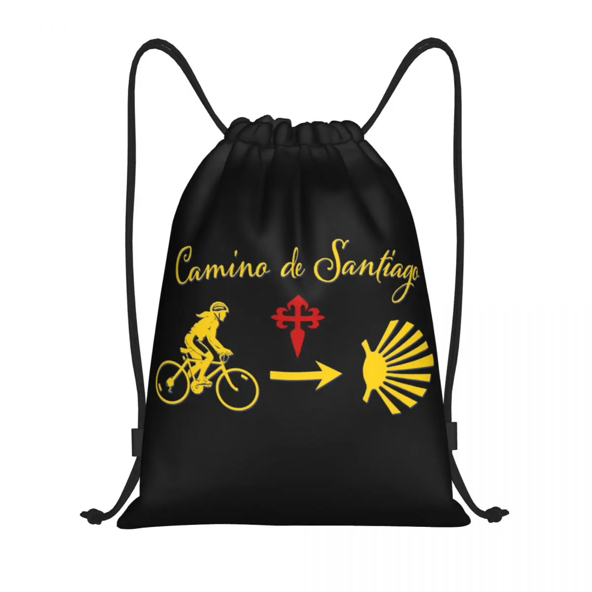 Mochila Desportiva Portátil para Homens e Mulheres, Saco De Cordão, Gym Sackpack, Bicicleta, Vieira, Mochilas De Treinamento, Camino De Santiago