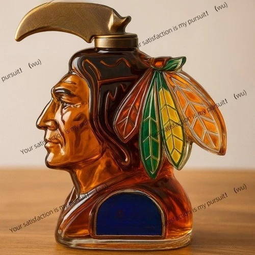 Black Hawks human head glass bottle interesting whiskey bottle