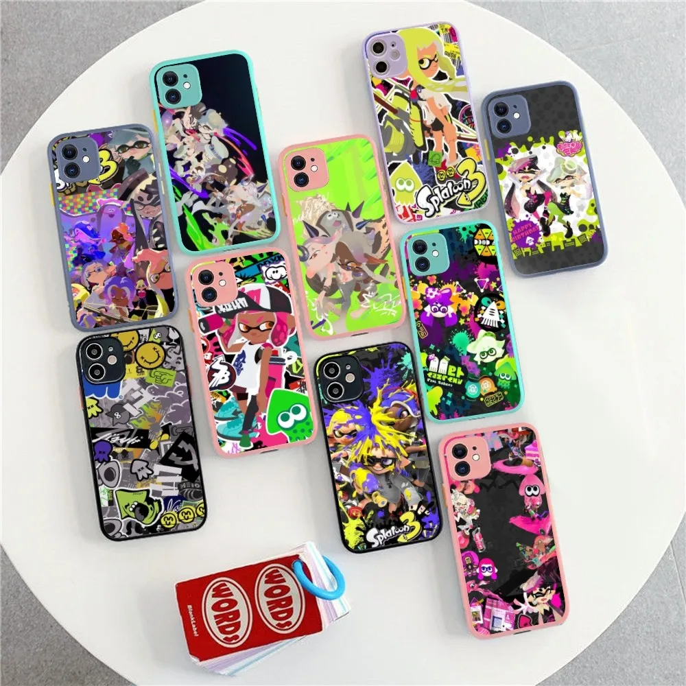 S-Splatoon Game Phone Case for iPhone 14 11 12 13 Mini Pro Max 8 7 Plus X XR XS MAX Translucent Matte Cover