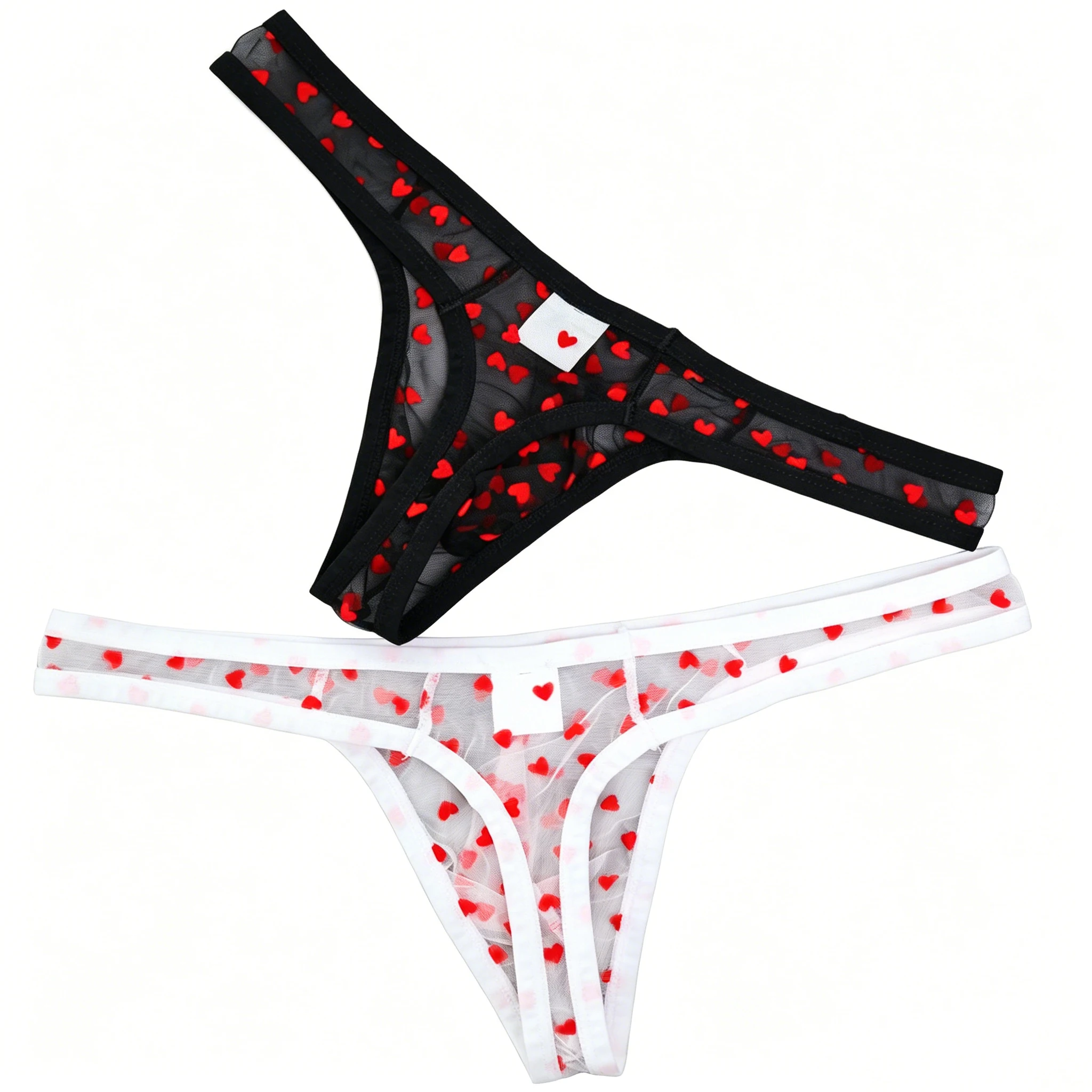 

Perspective Heart Pattern Men's Thongs Briefs Sexy And Fun Net Underwear Easy To Wash And Dry, Underwear