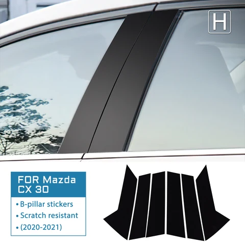 Для Mazda 3 6 Atenza Axela CX5 CX30 Автомобильное окно, дверная колонна B C, накладка на стойку, глянцевая черная наклейка из ПК, аксессуары