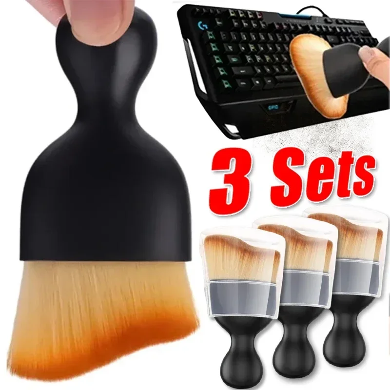 Car Interior Cleaning Brush Keyboard Air Conditioner Camera Thick Soft Fur Clean Brush with Cover Crevice Dust Detailing Tools