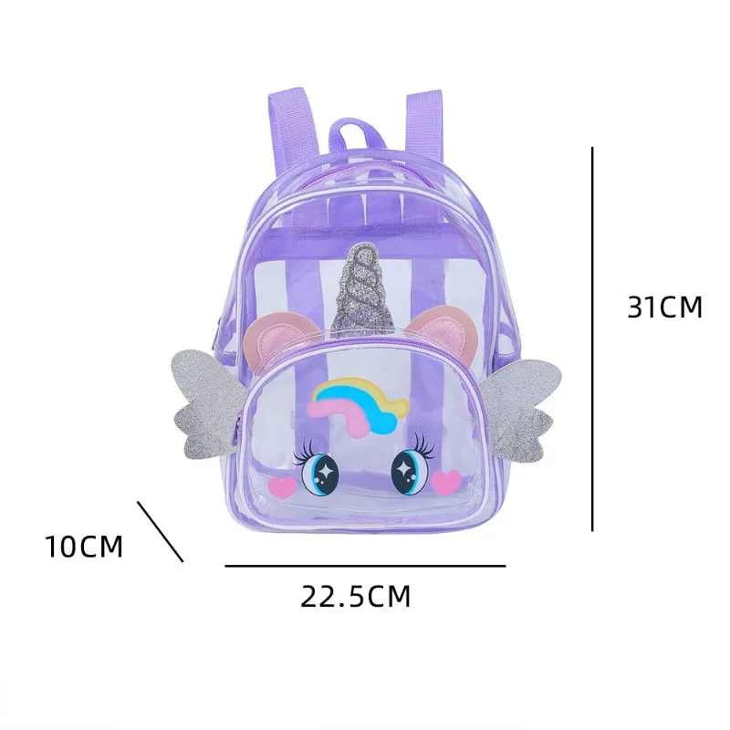 2024 New Transparent Children Backpacks Cartoon Jelly Schoolbag Kids Unicorn Cute Shoulders Bag for Girls Waterproof Travel Bag