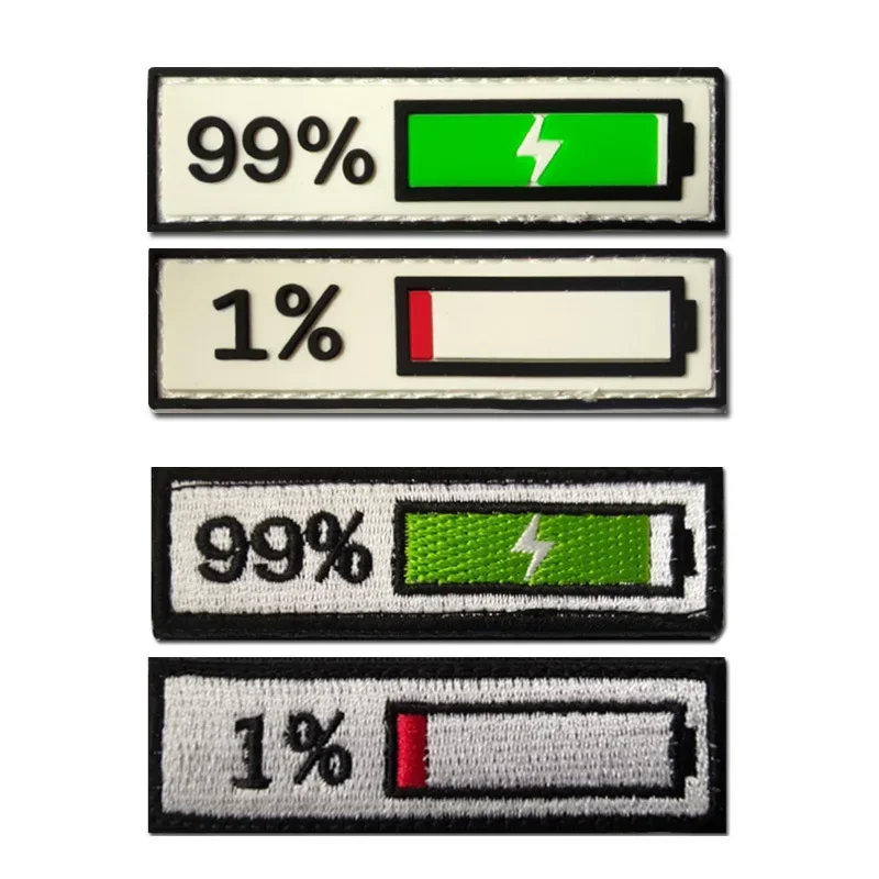 Naszywki z haczykami i pętelkami 3D do ładowania odzieży 99% pozostałą baterię 1% plakietkę Morale na naklejce łatka haftowana plecaka