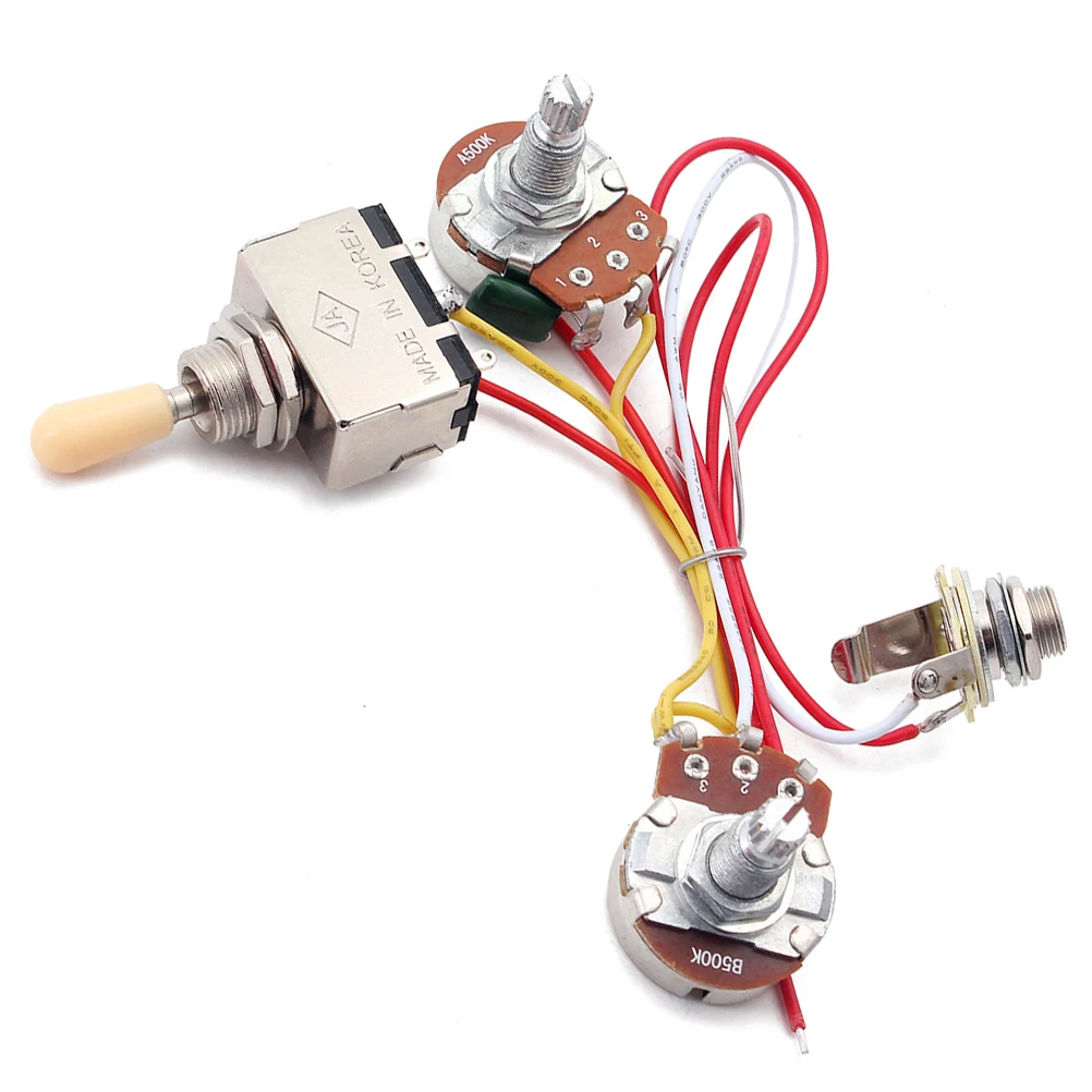 

Potentiometer Yellow Cap Guitar Wiring Harness Toggle 1T1V Volume Tone Jack 500K