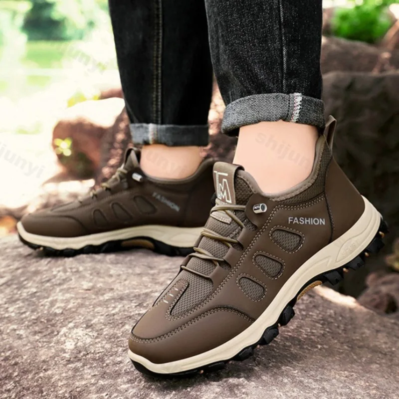 Men Hiking Shoes 2026 Spring Summer Breathable Mesh Sneakers Outdoor Footwear Walking Shoes Elastic Band Male Climbing Shoe