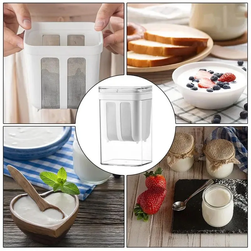 1100ml Yogurt Filter & Strainer Fine Mesh Transparent Box Homemade Screen Cheese Moisture Seperator Maker for Kitchen