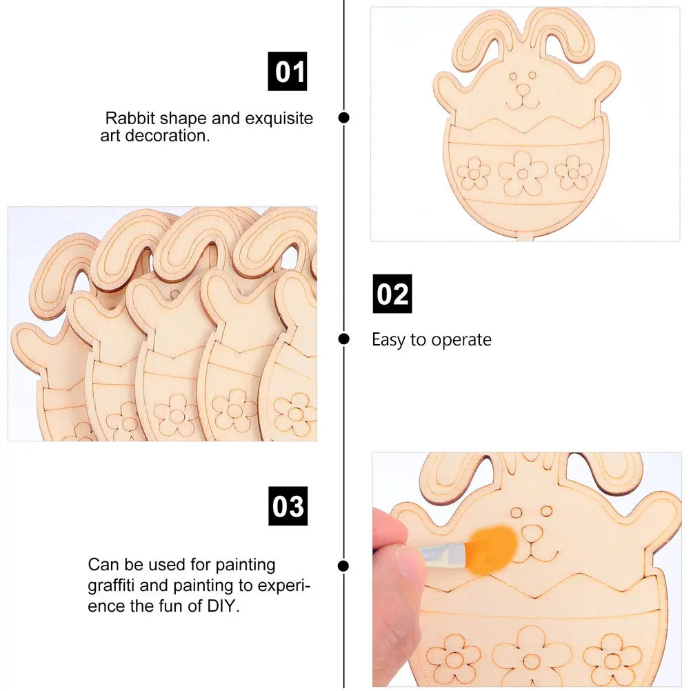 

Wooden Painting Toy Easter DIY Materials Rabbit Toys Set Craft Coloring Artware Ornaments for Kids