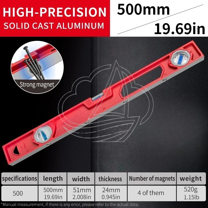 Solid Cast Aluminum Magnetic Spirit Level High Precision Anti-Drop Multi-function Level Measuring Gauge
