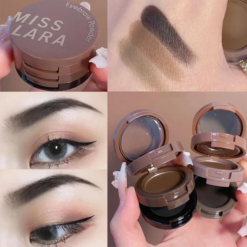 3 Colors Eyebrow Powder Eyeshadow Palette Waterproof Light Brown Eyebrow Enhancer Color Rendering Hairline Brow Powder Cosmetic