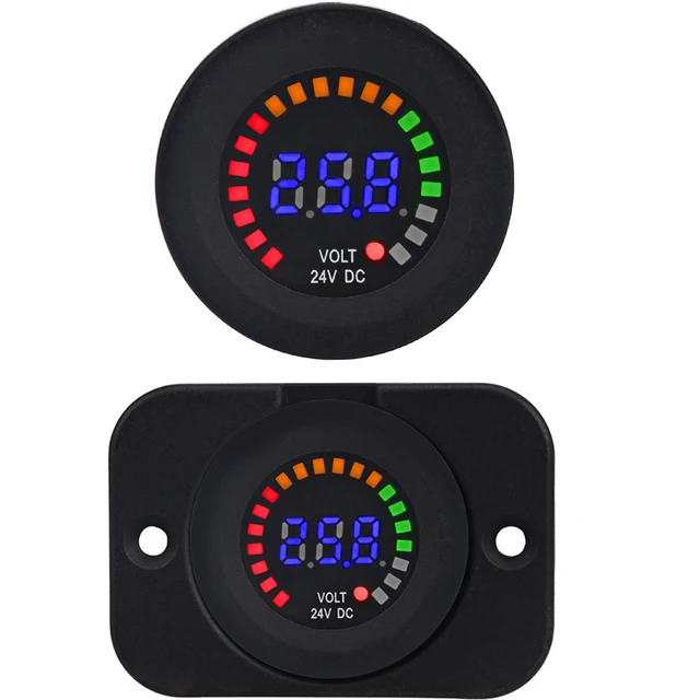 Samochód Motocykl Łódź Kolor LED Cyfrowy woltomierz Panel 12V 24V DC Volt Meter Miernik napięcia Skala Tester akumulatora dla Marine