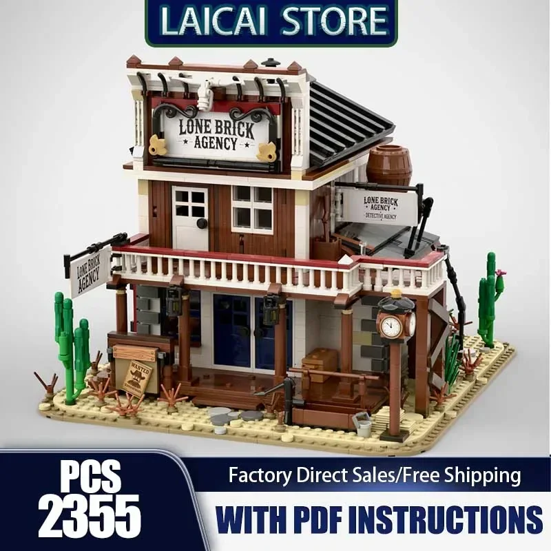 Street View Model Moc Building Bricks Lone Brick Detective Agency Model Building Technology Modular Block DIY Toy Holiday Gifts