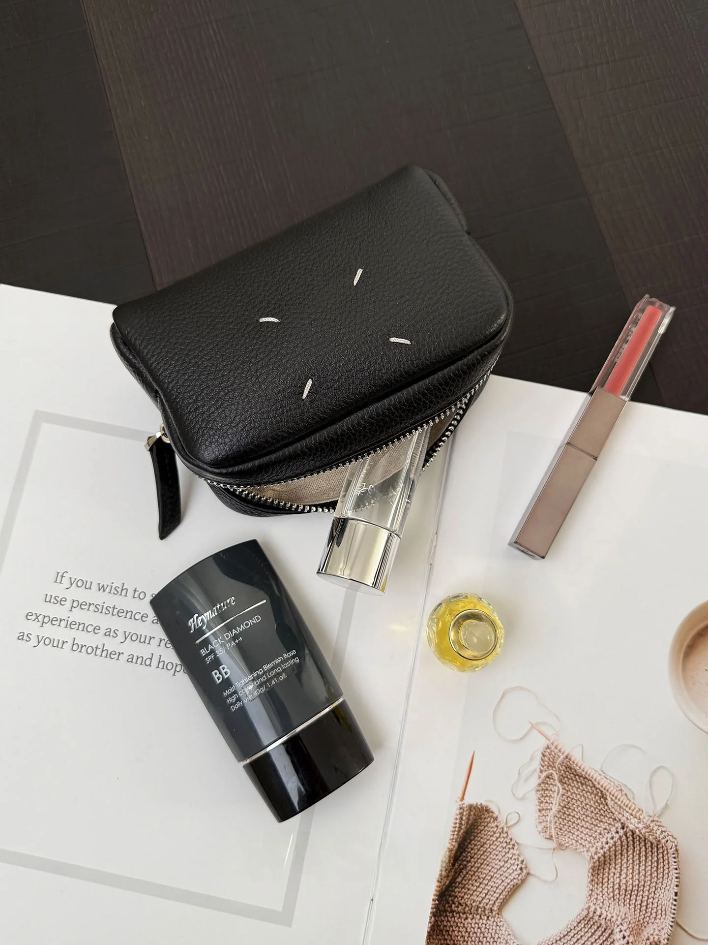 Minimalist Multi-Functional Soft Top Layer Cowhide Cosmetic Bag Portable Mixed Goods Zipper Storage Small Bag Korean Style
