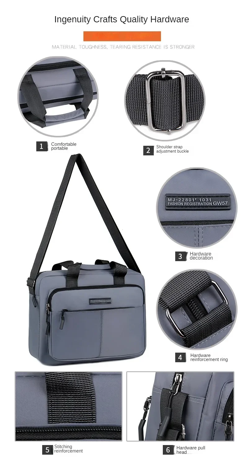 New Men's Large-capacity Horizontal Shoulder Bag Messenger Bag Briefcase Multifunctional Simple A4 Book Handbag Business Bag 가방