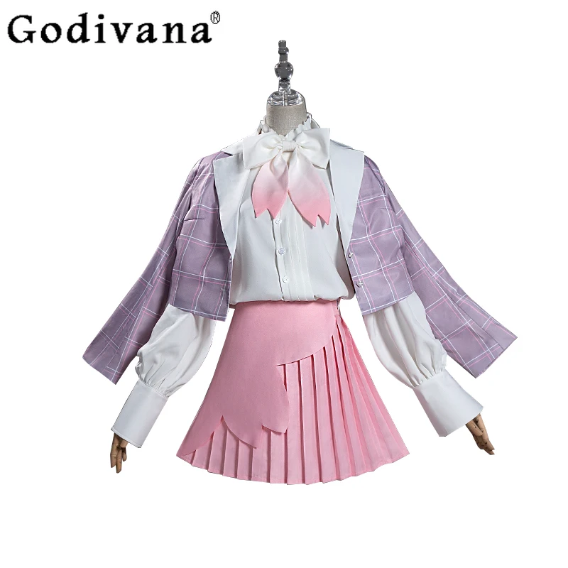 Uniform Anime Party Uniform Hallowen Play Role Clothes Women Cute Daily Suit Coat and Skirt Set Female Sweet Bow Skirt Outfits