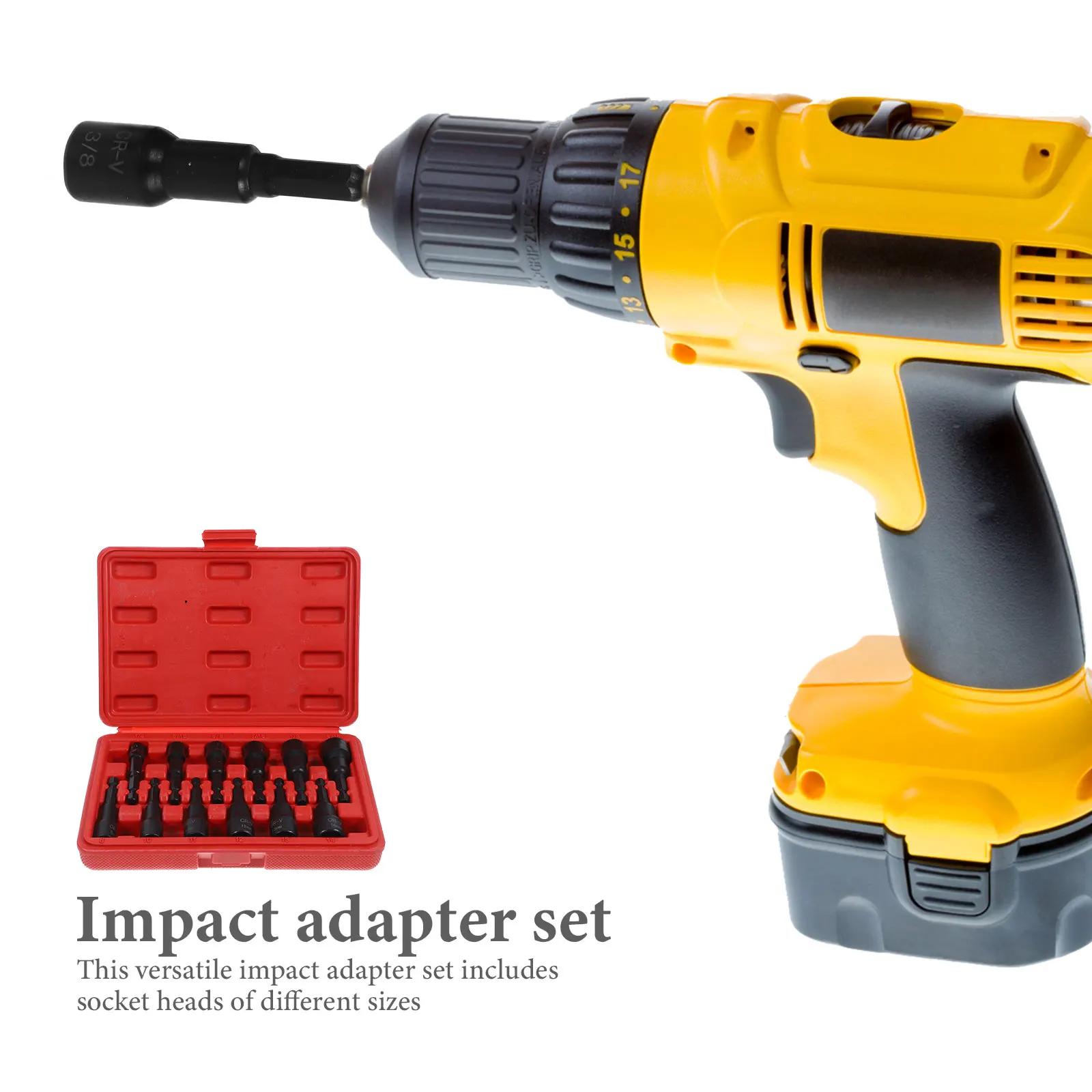 

1Set Impact Swivel Socket Set High Strength Drive Socket Adapter Kit for Mechanics Electric Wrench Assorted Sizes Extension Bar